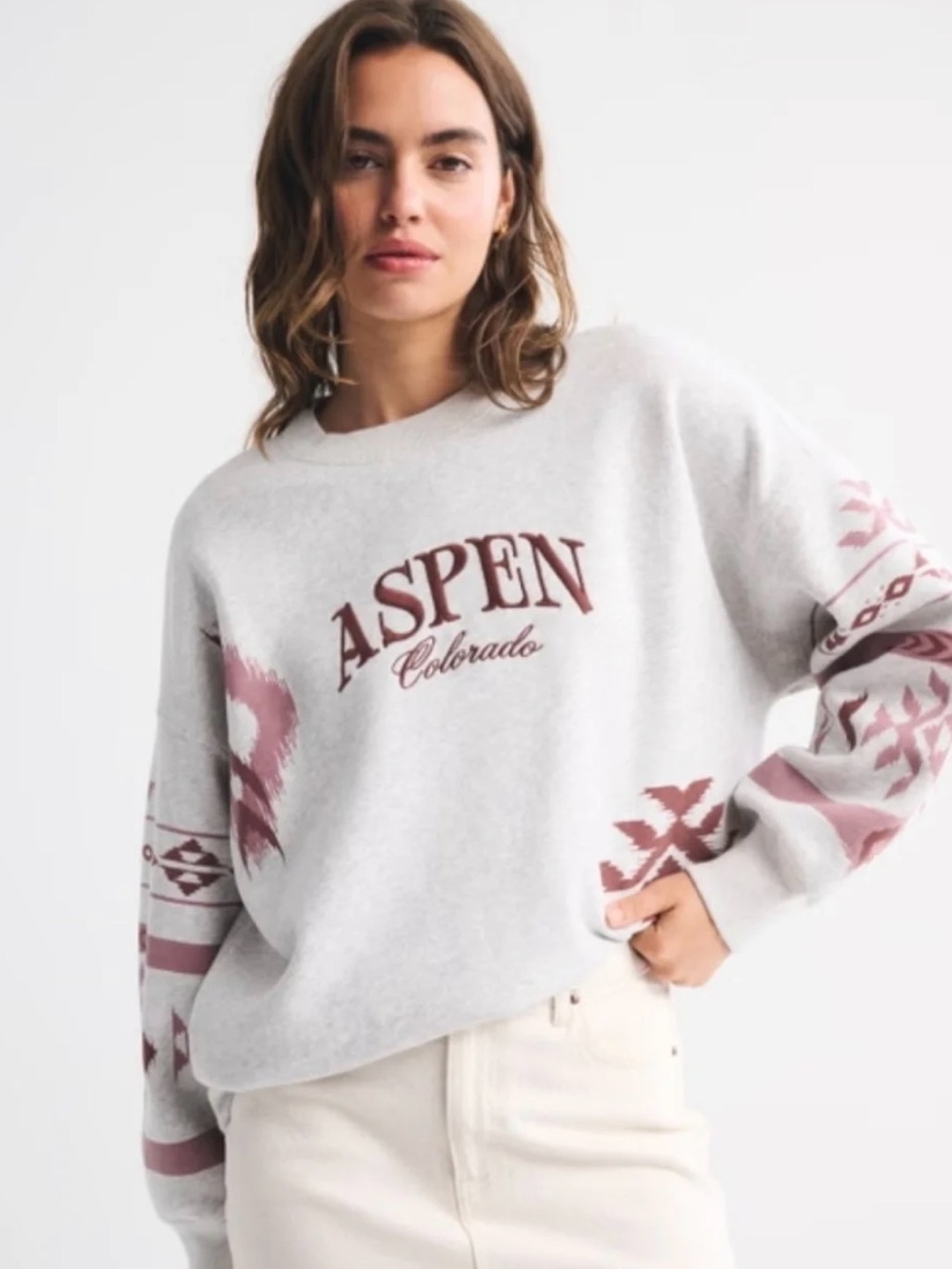 Abercrombie & Fitch W’s Aspen Colorado Oversized Crewneck, size Large NEW w tags